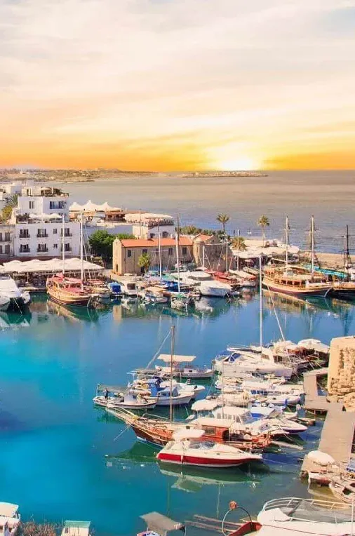 Coastal city and blue sea in Cyprus